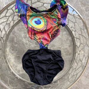 Peacock Feather Print Custom Leotard